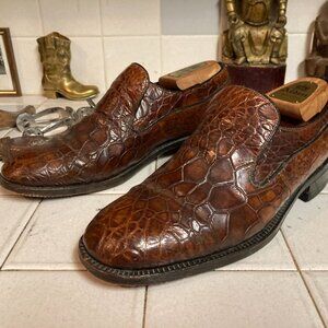 Brown leather slip on vintage business shoes 9.5 e